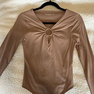 Abercrombie Tan Body Suit with Gold Chest Cut Out - Never Worn
